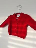 Red Ribbed Knitted baby cardigan