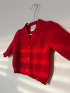 Red Ribbed Knitted baby cardigan