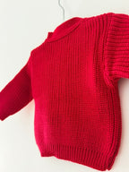 Red Ribbed Knitted baby cardigan