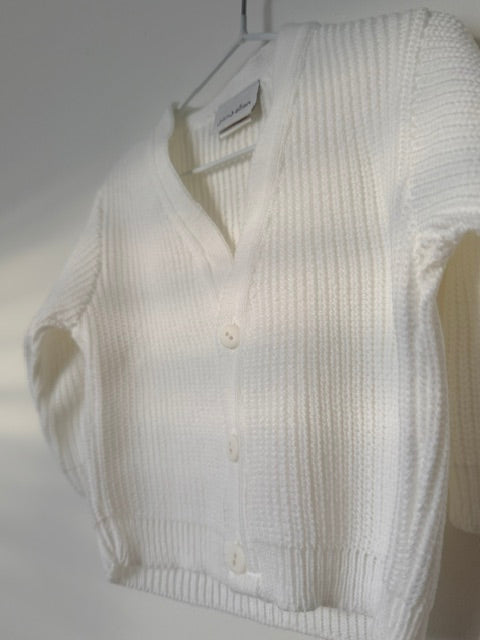 White Ribbed Knitted baby cardigans