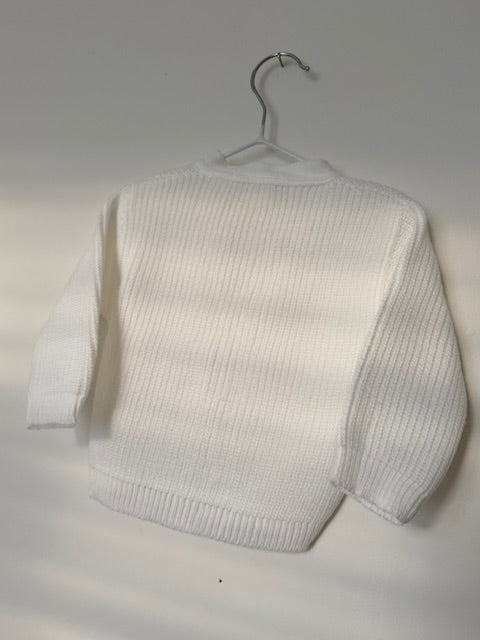 White Ribbed Knitted baby cardigans