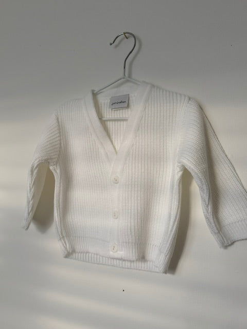 White Ribbed Knitted baby cardigans